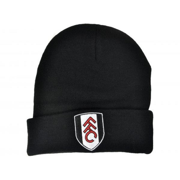 Fulham FC Crest Stickad Turn Up Beanie One Size Svart Black One Size