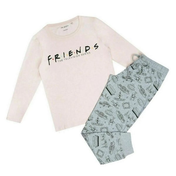 Friends Dam/Dam Logo Långärmad Lång Pyjamas Set S Rosa/ Pink/Grey/Black S