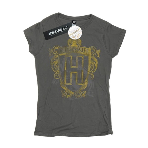 Harry Potter Dam/Kvinnor Hufflepuff Badger Crest Bomull T-shirt Charcoal M
