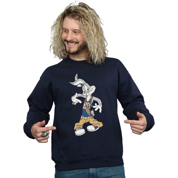 Looney Tunes Herr Rapper Bugs Bunny Sweatshirt XL Marinblå Navy Blue XL