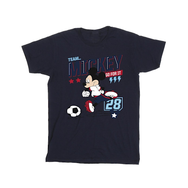 Disney Girls Mickey Mouse Team Mickey Football Bomull T-shirt 1 Navy Blue 12-13 Years