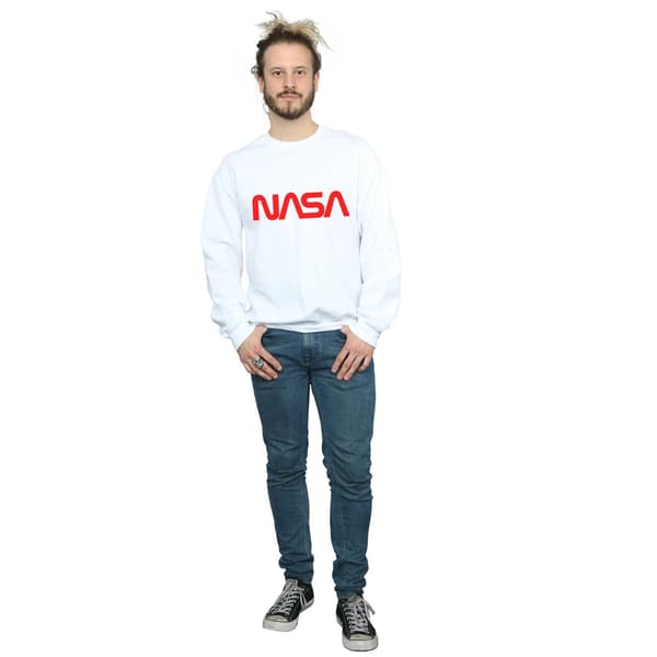 NASA Herr Modern Logo Sweatshirt L Vit White L