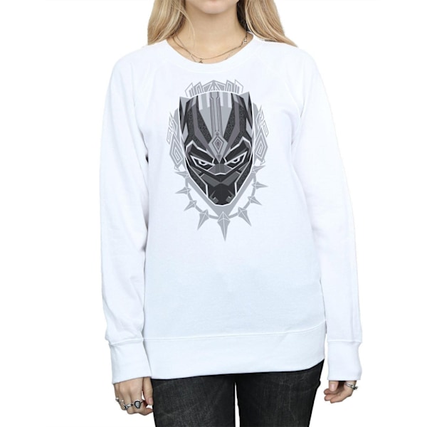 Marvel Dam/Kvinnor Black Panther Huvud Sweatshirt M Vit White M