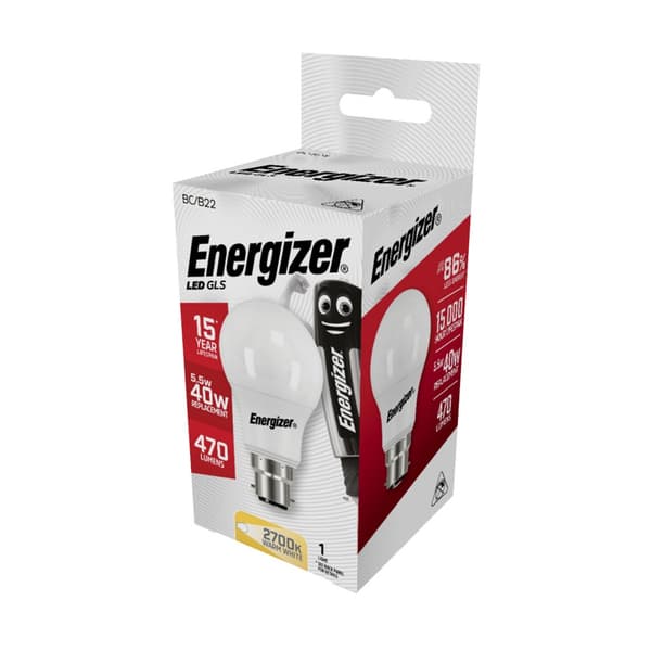 Energizer LED GLS B22 Opal Boxed Bulb 5.6w Varmvit Warm White 5.6w