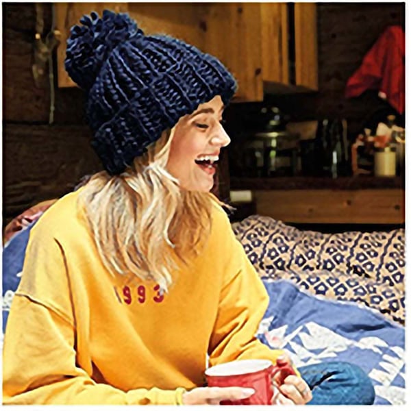 Beechfield Dam/Damer Oversized Hand Knitted Beanie En Storlek French Navy One size