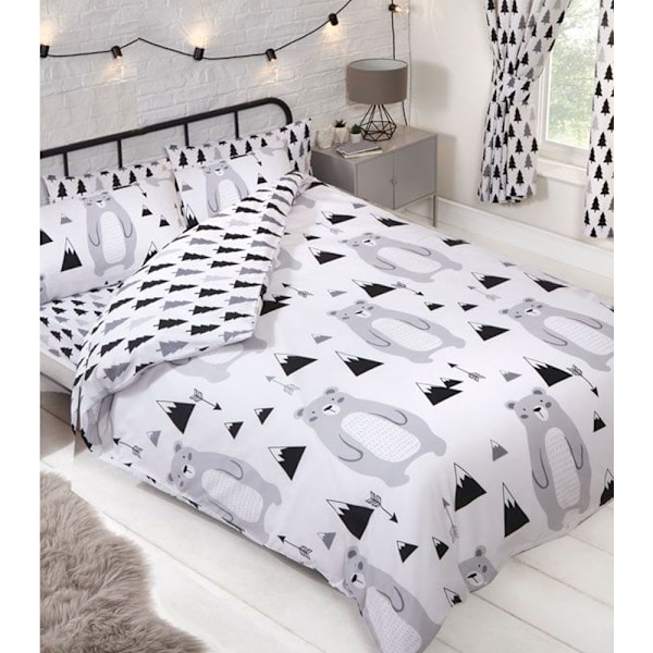 PriceRightHome Scandi Bear Påslakanset Junior Grå/Svart/Vit Grey/Black/White Junior