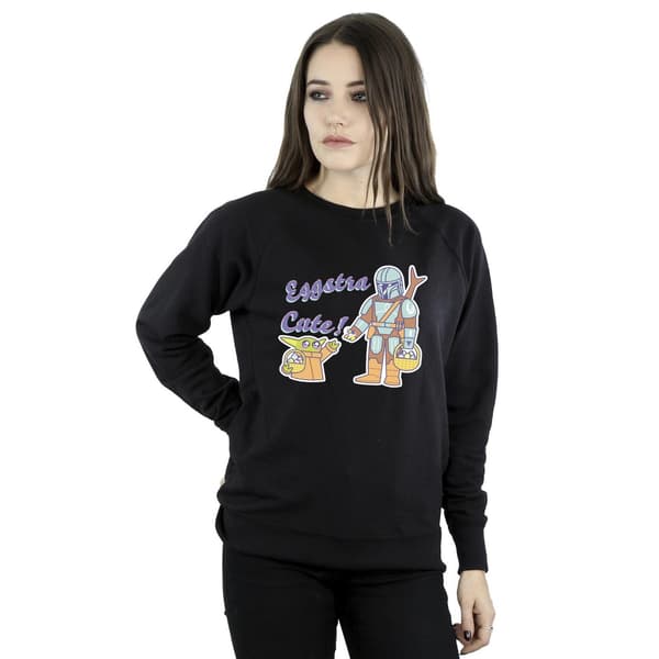Star Wars Dam/Damer The Mandalorian Eggstra Cute Grogu Tröja Black L