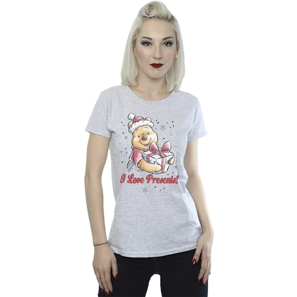 Disney Dam/Kvinnor Nalle Puh Kärlek Presenter Bomull T-shirt Sports Grey L