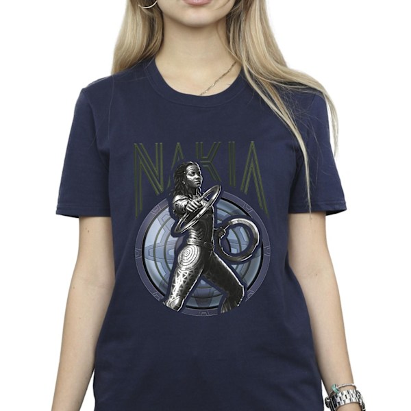 Marvel Dam/Damer Wakanda Forever Nakia Shield Bomull Boyfriend T-Shirt M Marinblå Navy Blue M