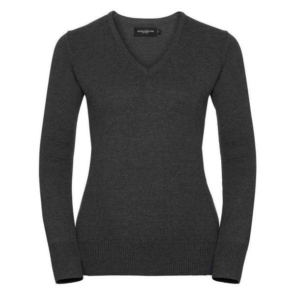 Russell Collection Dam/Kvinnor Marl V-ringad Sweatshirt XL Char Charcoal XL