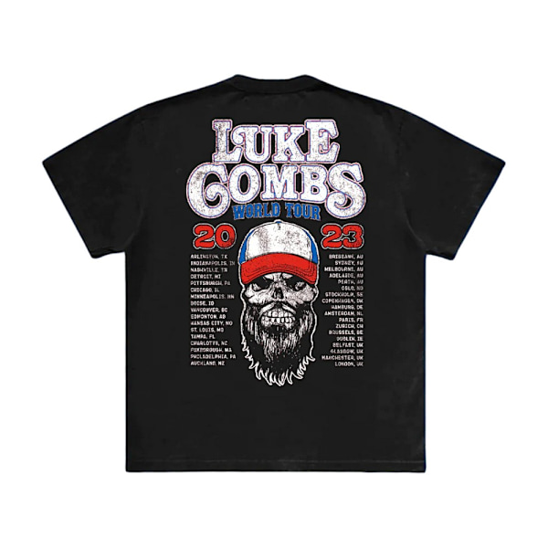 Luke Combs Unisex Adult Tour ´23 Skull Back Print T-Shirt S Bla Black S