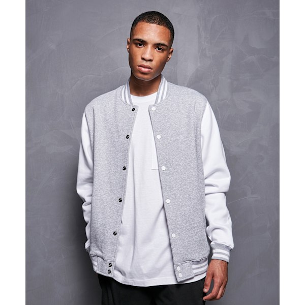 Bygg ditt varumärke Herr Basic College Jacka 4XL Heather Grey/Whi Heather Grey/White 4XL