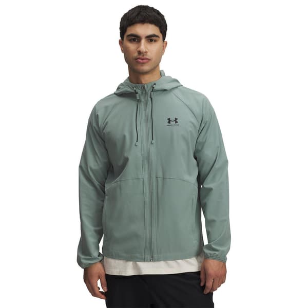 Under Armour Herr Enfärgad Vindjacka med Dragsko S Grön/Blå Green/Blue S