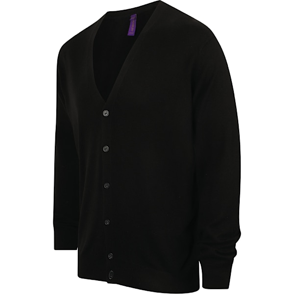 Henbury Herr V-hals Knapp Fin Stickad Cardigan S Svart Black S