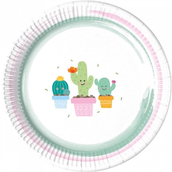 Procos Pappers Cactus Engångstallrikar (Förpackning om 8) En Storlek Vit White/Pink One Size
