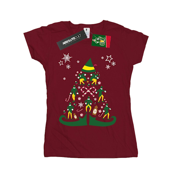 Elf Dam/Damer Julgran Bomull T-shirt XXL Bourgogne Burgundy XXL