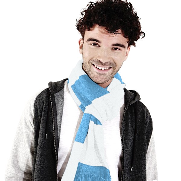 Beechfield Varsity Unisex Vinterhalsduk (Dubbelstickad) En Storlek Sky Blue / White One Size