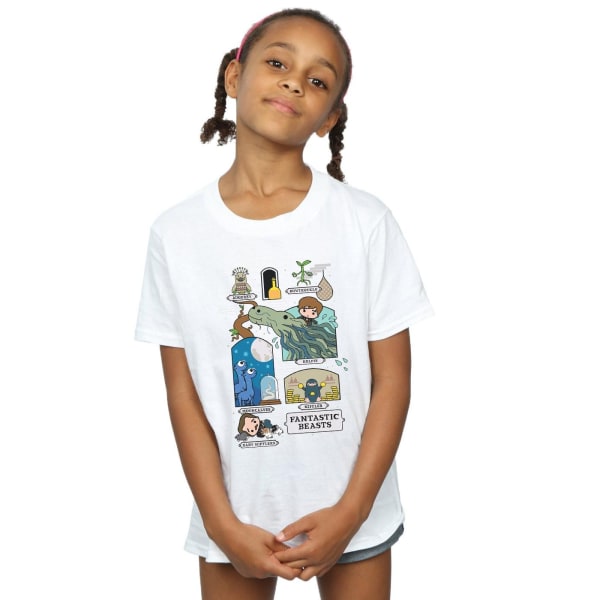 Fantastic Beasts Girls Chibi Newt T-shirt i bomull 12-13 år Wh White 12-13 Years
