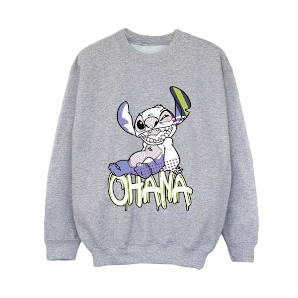 Disney Boys Lilo And Stitch Ohana Graffiti Sweatshirt 7-8 År Sports Grey 7-8 Years