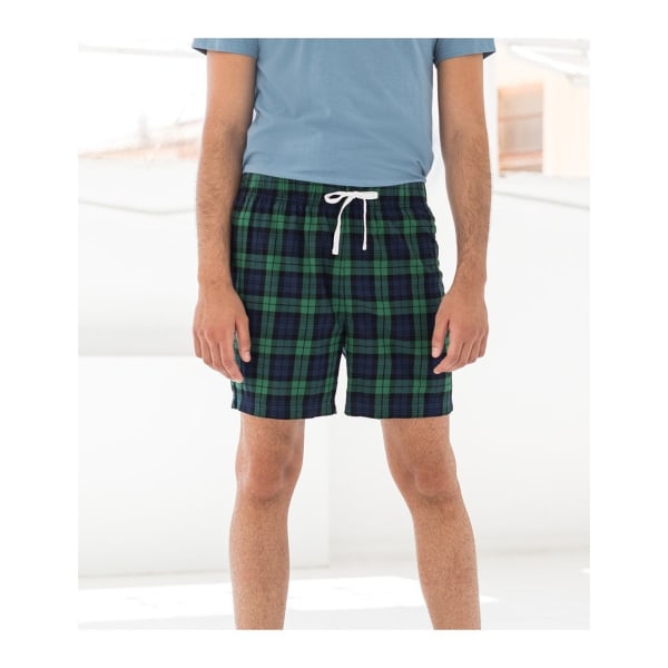 Skinni Fit Mens Tartan Lounge Shorts XL Marin/Grön Rutig Navy/Green Check XL