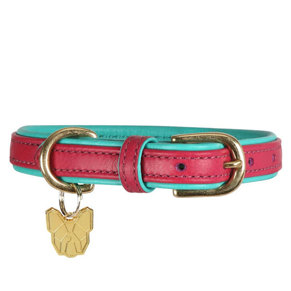Digby & Fox Läderfodrat Hundhalsband XXS - Halsmått: 23cm-28cm Pink XXS - Neckline: 23cm-28cm