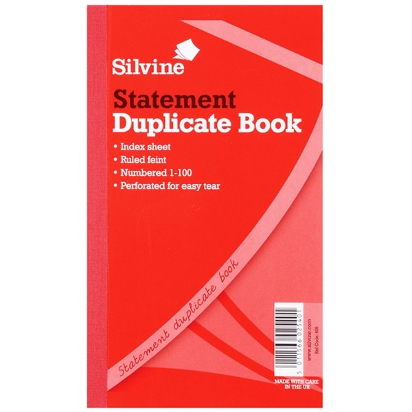 Silvine Duplicate Large Feint 200 Sheets Statement Book (Pack O White One Size