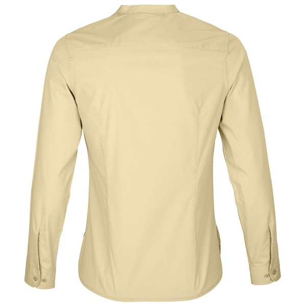 NEOBLU Dam/Kvinnor Poplin Bart Mao Krage Långärmad Skjorta Beige 10 UK - 12 UK