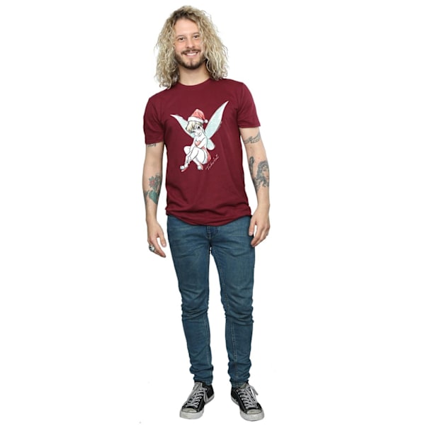Disney Mens Tinkerbell Christmas Fairy T-Shirt M Burgundy Burgundy M