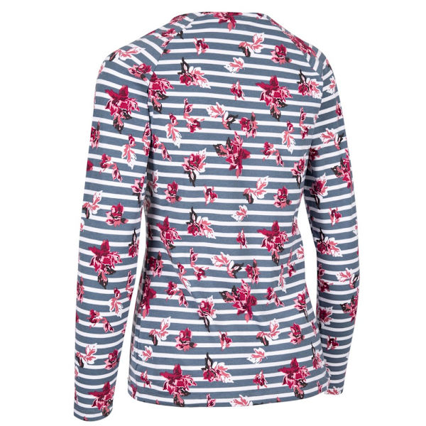 Trespass Dam/Kvinnor Dellini Blommig Långärmad Topp S Pewter Pewter/Pink/White Stripe S