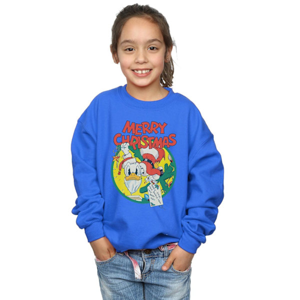 Disney Girls Donald Duck Merry Christmas Sweatshirt 5-6 år R Royal Blue 5-6 Years
