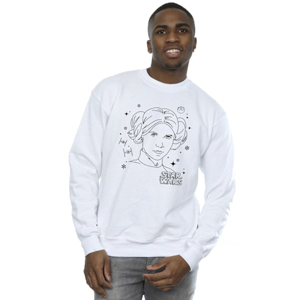 Star Wars Mens Episode IV: A New Hope Leia Christmas Sketch Swe White XXL