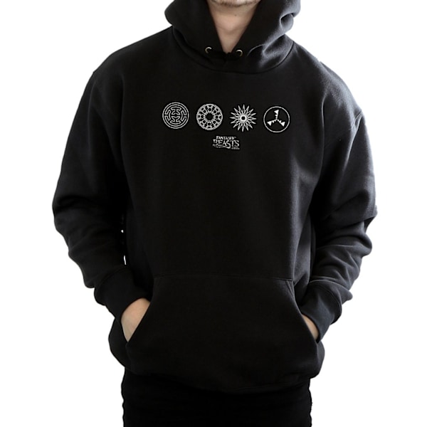 Fantastiska vidunder Mäns cirkulära ikoner Hoodie XXL Svart Black XXL