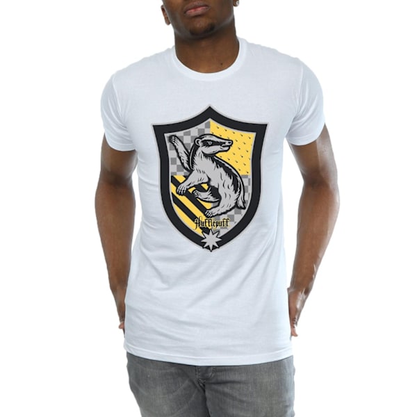 Harry Potter Hufflepuff Crest T-shirt för män, vit, storlek S White S