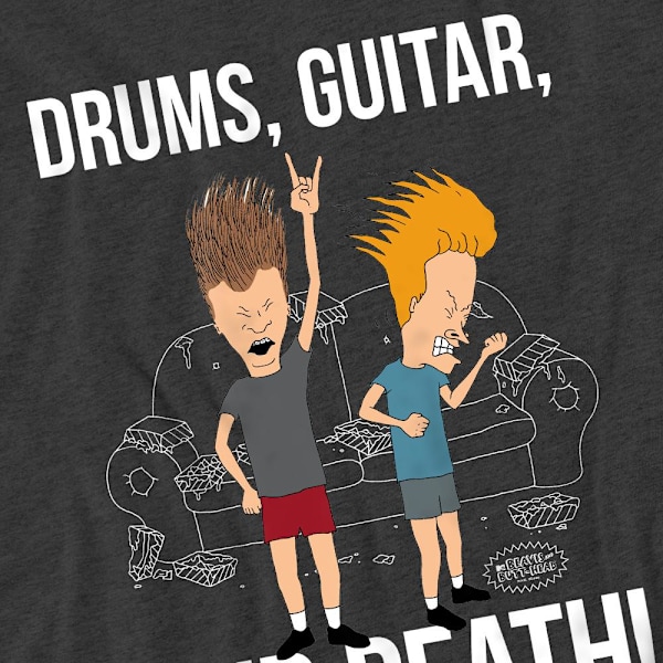Beavis & Butthead Unisex Vuxen Trummor Gitarr & Död T-Shirt XL Charcoal XL