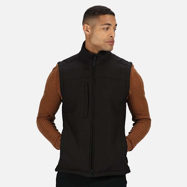 Regatta Flux Softshell Bodywarmer / Sleeveless Jacket Wate för män All Black S