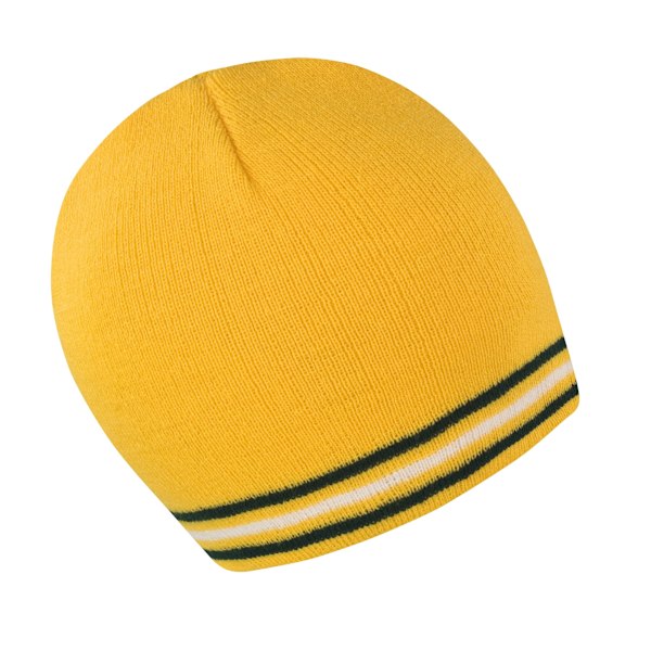 Result Unisex Winter Essentials National Beanie Hat One Size Go Gold / Green / White One Size