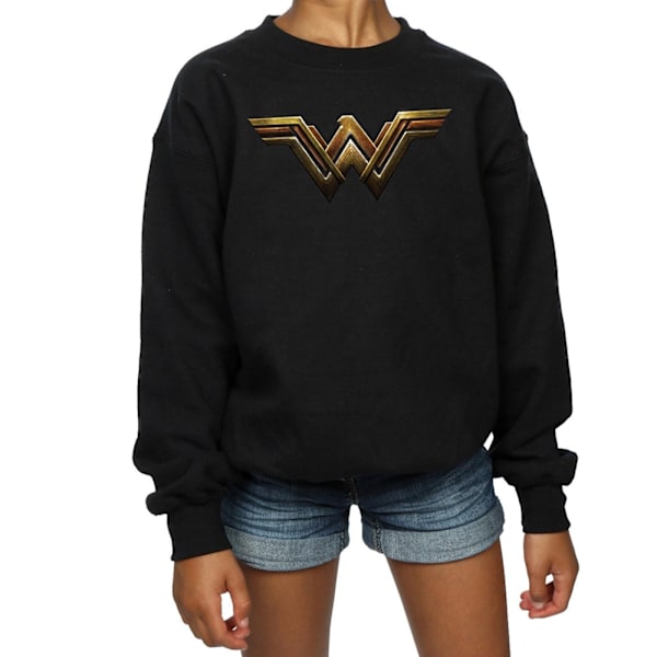 DC Comics Girls Justice League Movie Wonder Woman Emblem Sweatshirt Black 5-6 Years