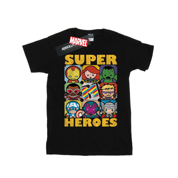 Marvel Womens/Ladies Kawaii Super Heroes Bomull Boyfriend T-Shi Black M