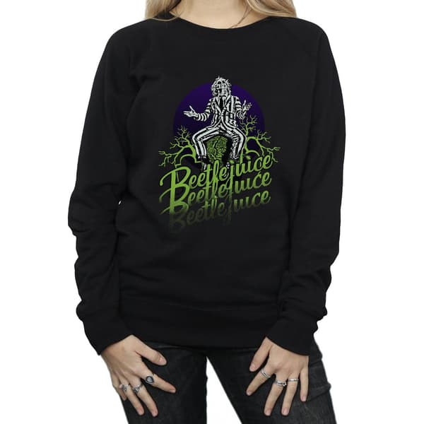 Beetlejuice Dam/Damer Blekt Pose Sweatshirt L Svart Black L