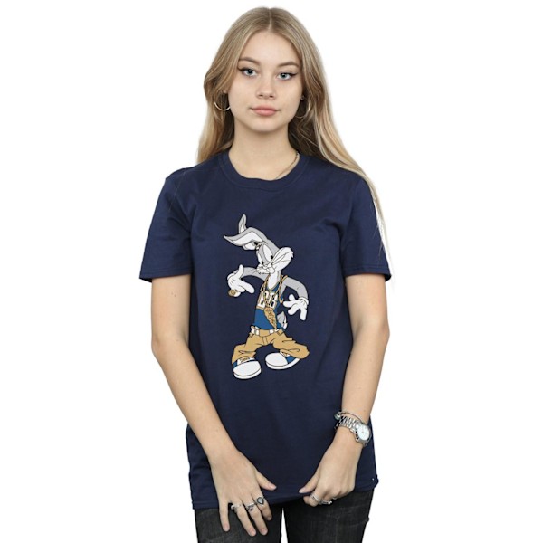 Looney Tunes Dam/Damer Rapper Bugs Bunny Bomull Boyfriend T Navy Blue XL