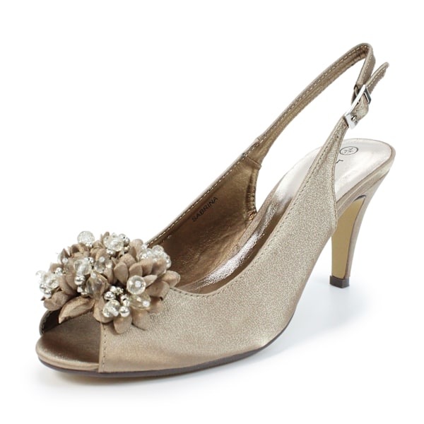 Lunar Dam/Dam Sabrina Corsage Court Shoes 3 UK Taupe Taupe 3 UK