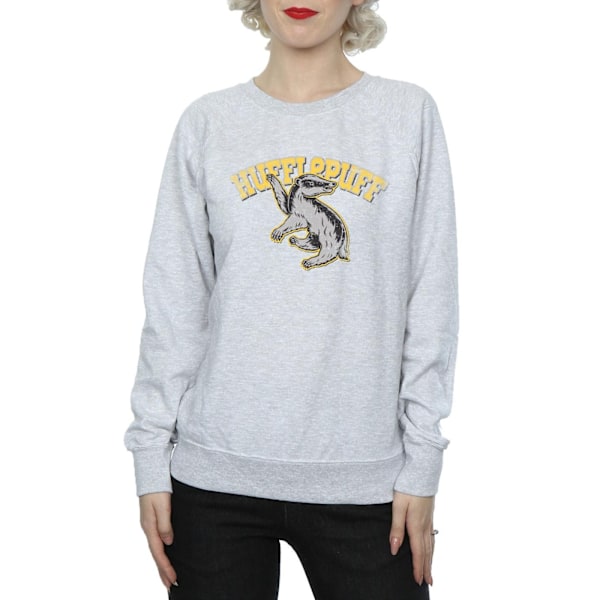 Harry Potter Dam/Kvinnor Hufflepuff Sport Emblem Sweatshirt X Heather Grey XL