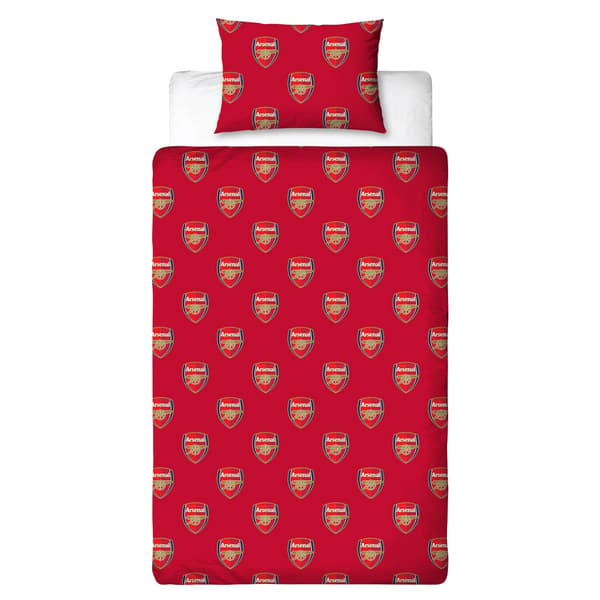 Arsenal FC Crest Vändbart Påslakanset Enkelt Rött Red Single