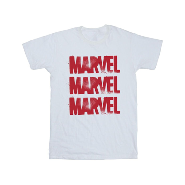 Marvel Herr Röd Spray Logos T-Shirt XL Vit White XL