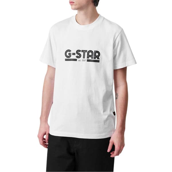 G-Star Herr Line Script Lettering T-Shirt L Vit White L
