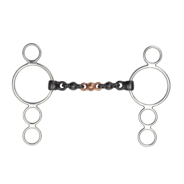 Shires Sweet Iron Waterford Horse 3 Ring Gag Bit 4.5in Silver/B Silver/Black/Brown 4.5in