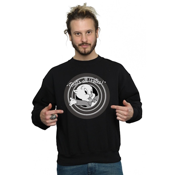 Looney Tunes Mens That´s All Folks Porky Pig Sweatshirt XXL Bla Black XXL