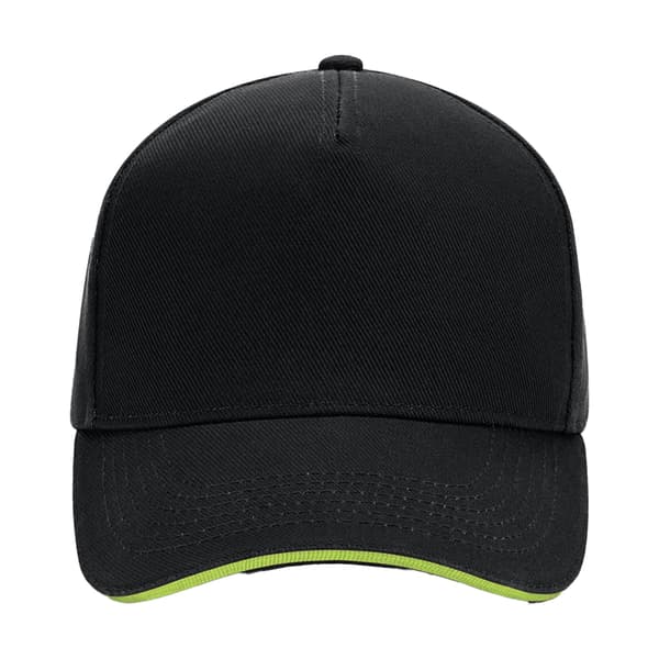 Beechfield 5 Panel Sandwich Peak Baseball Cap One Size Svart/Lime Black/Lime Green One Size