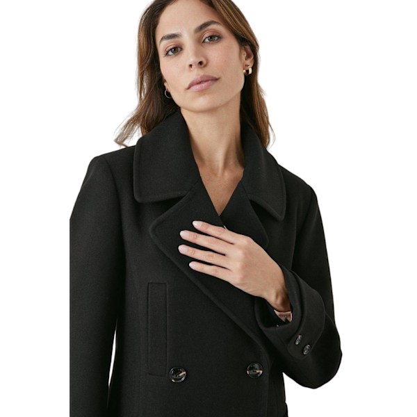 Principles Dam/Damer Lång Oversize Dubbelknäppt Kappa Black 14 UK