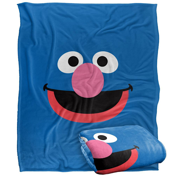 Sesamgatan Ansikte Grover Filt En Storlek Flerfärgad Multicoloured One Size